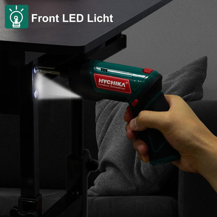 HYCHIKA Akkuschrauber, Cordless Screwdriver 6N·m Drehmoment und 2000mAh Akku 3,6V mit 20 Zubehörteil