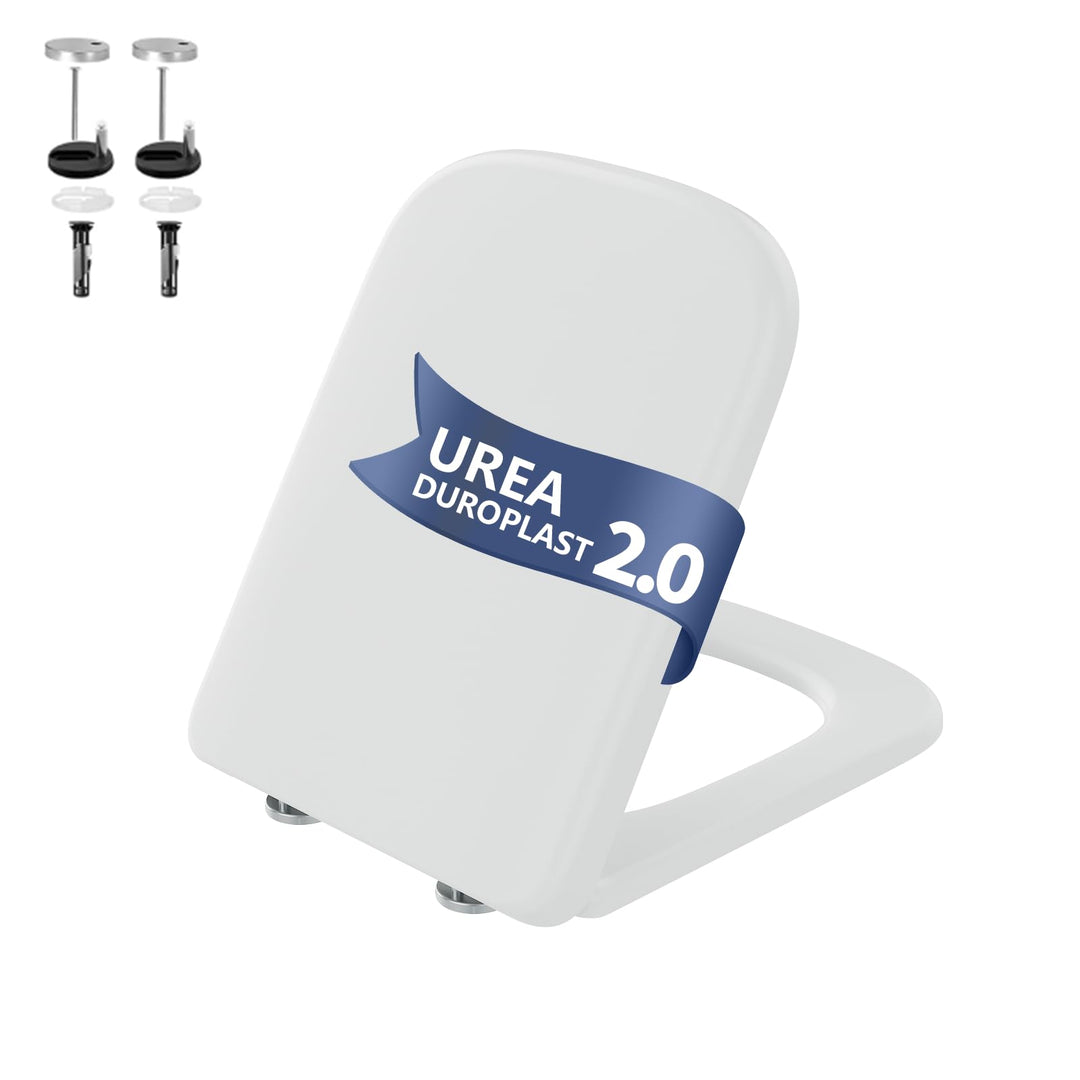 Toilettendeckel mit Absenkautomatik E-Form Weiss, Antibakterieller &amp; UV-beständig WC Sitz, Abnehmbar