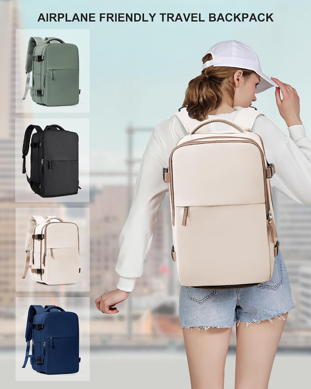 SZLX Vakuum Rucksack Ryanair Handgepäck 40x30x20 Wizzair Reiserucksack Flugzeug für Damen Herren, La