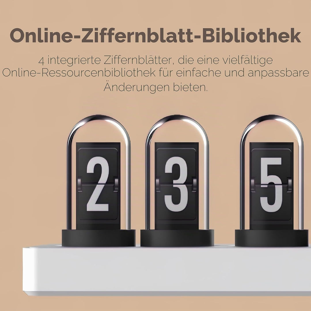 Vastarry Nixie Röhrenuhr, Leuchtröhre, IPS-Farbbildschirm, Digitaluhr mit 6 Sets von Weckern, 7 Modi