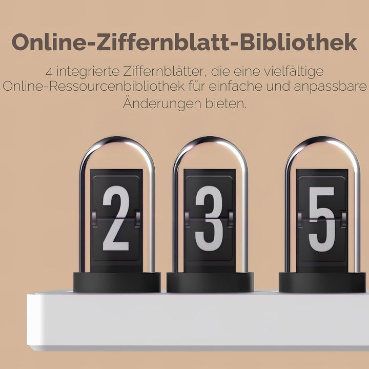 Vastarry Nixie Röhrenuhr, Leuchtröhre, IPS-Farbbildschirm, Digitaluhr mit 6 Sets von Weckern, 7 Modi