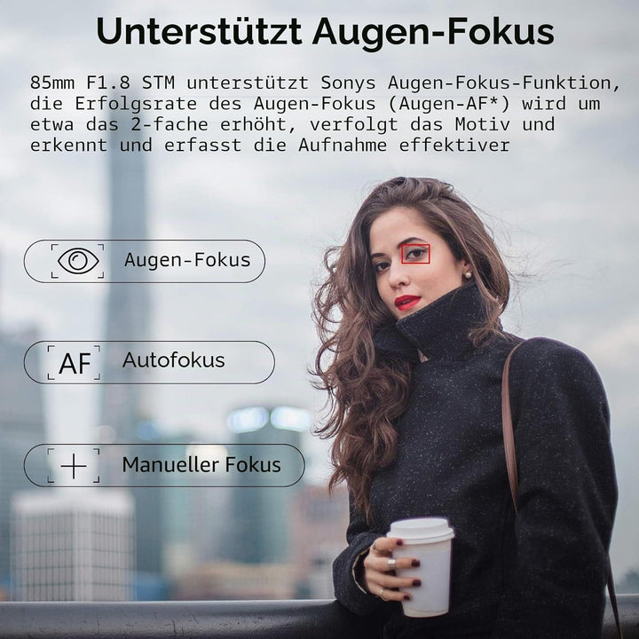 VILTROX 85mm F1.8 E Full Frame Autofokus Augenfokus unterstützen Porträt Prime Objektiv für Sony E-M