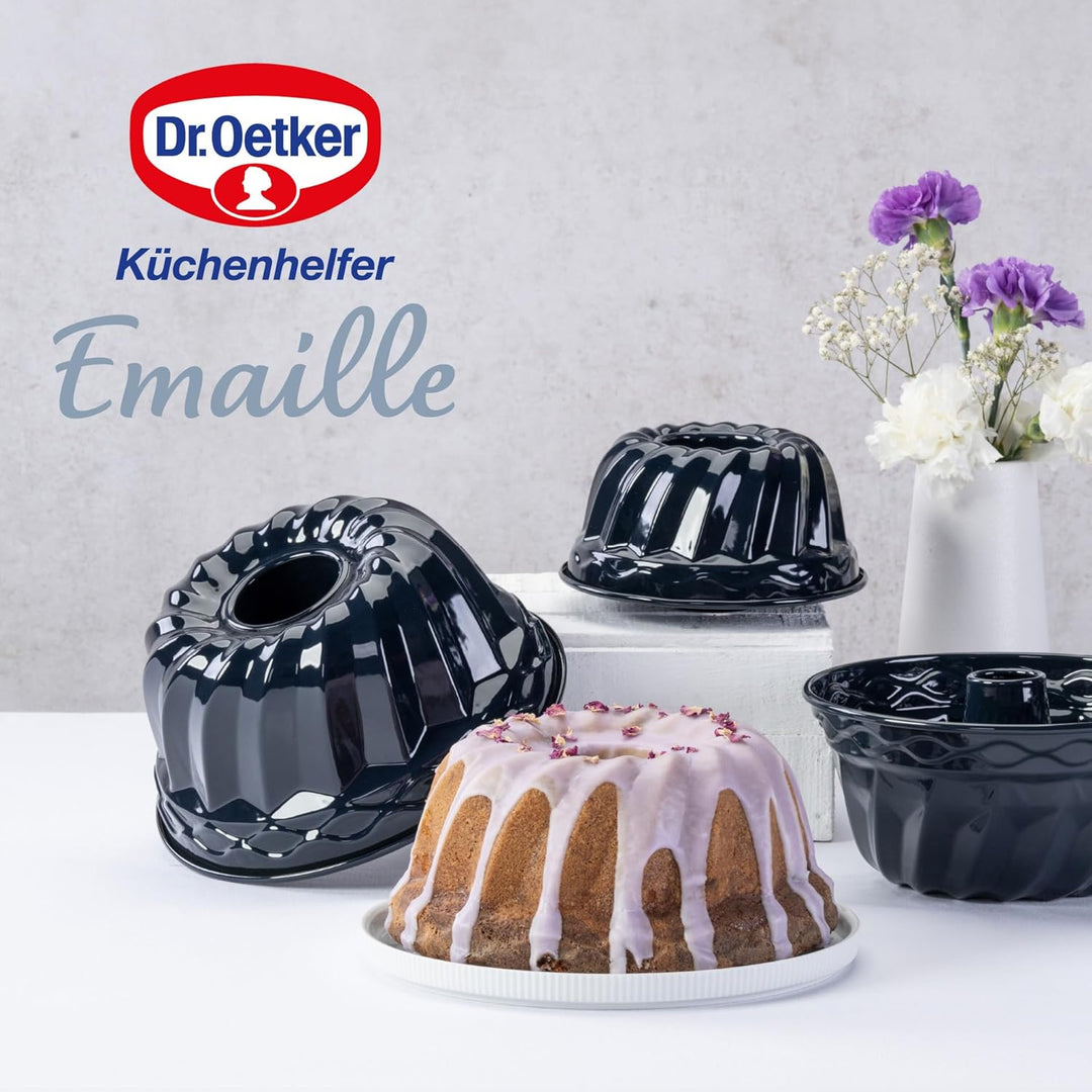 Dr. Oetker Guglhupf Backform Ø 24 cm Back-Liebe Emaille – Schnitt- & Kratzfeste Gugelhupf Form mit E