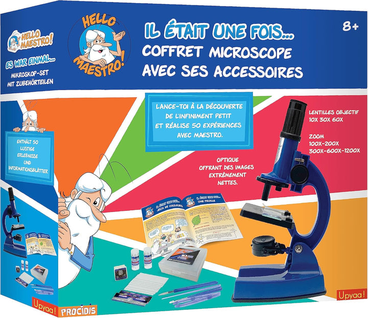 SILVERLIT – Zoom-Mikroskop-Box 100 bis 1200 – 66 Zubehörteile + 50 wissenschaftliche Experimente – f