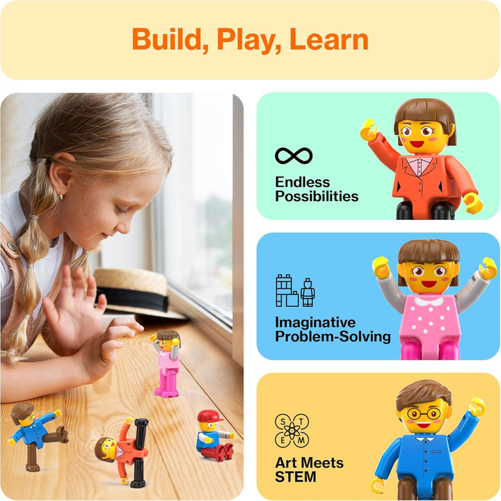 PicassoTiles Magnetic 4 Familien-Aktionsfiguren Kleinkind Spielzeug Magnet-Erweiterungspaket Pädagog