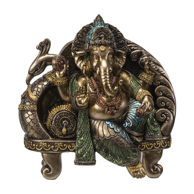 Pacific Giftware Ganesha Figur auf Pfauen Thron | Statue Buddha Gott