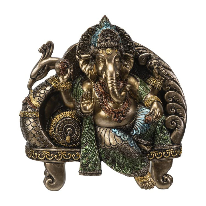 Pacific Giftware Ganesha Figur auf Pfauen Thron | Statue Buddha Gott