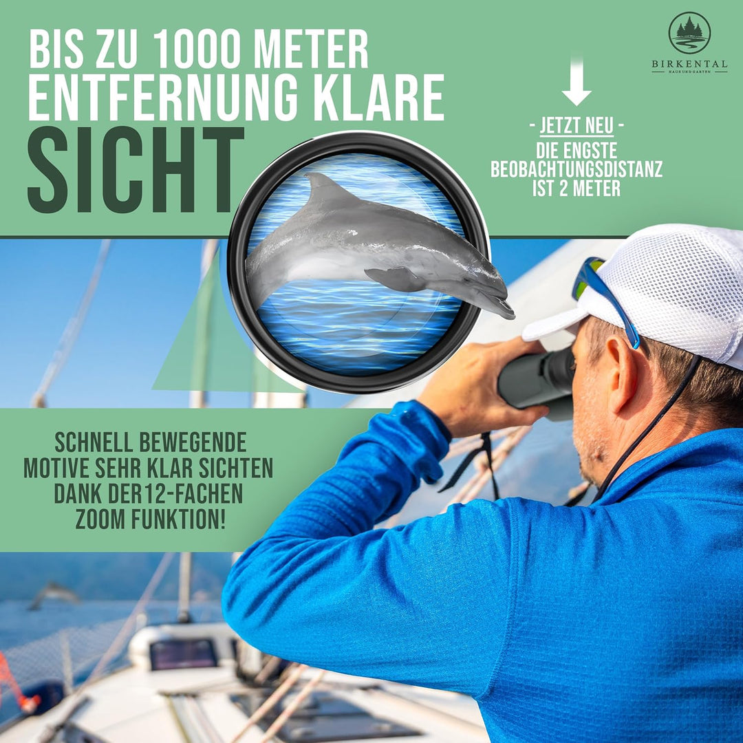 Birkental Fernglas Erwachsene 12x42 inkl. Zubehör-Anfänger und Profis-HD Zoom,wasserdicht,leicht,kom