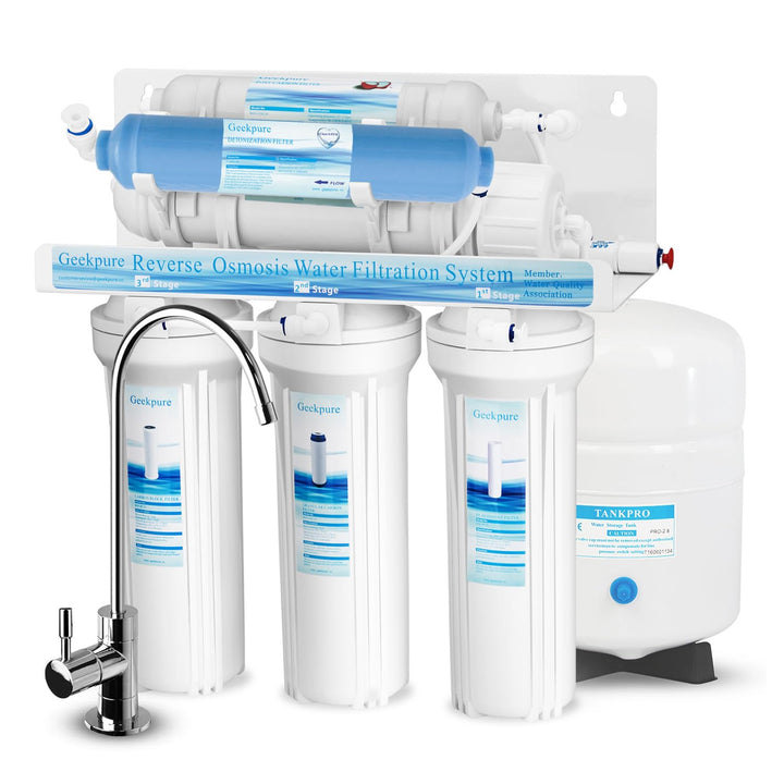 Geekpure 6-Stufiges Umkehrosmose-Trinkwasserfiltersystem mit DI-Filter TDS bis 0-75GPD