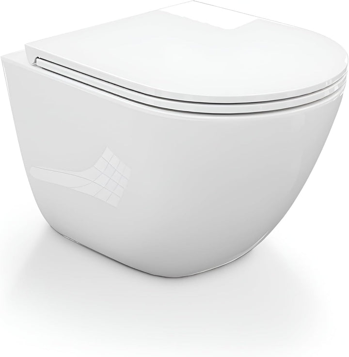 LAVITA Wand-WC Monobowl 3.0 Hänge Toilette Toilettendeckel mit Absenkautomatik & Metallscharniere To