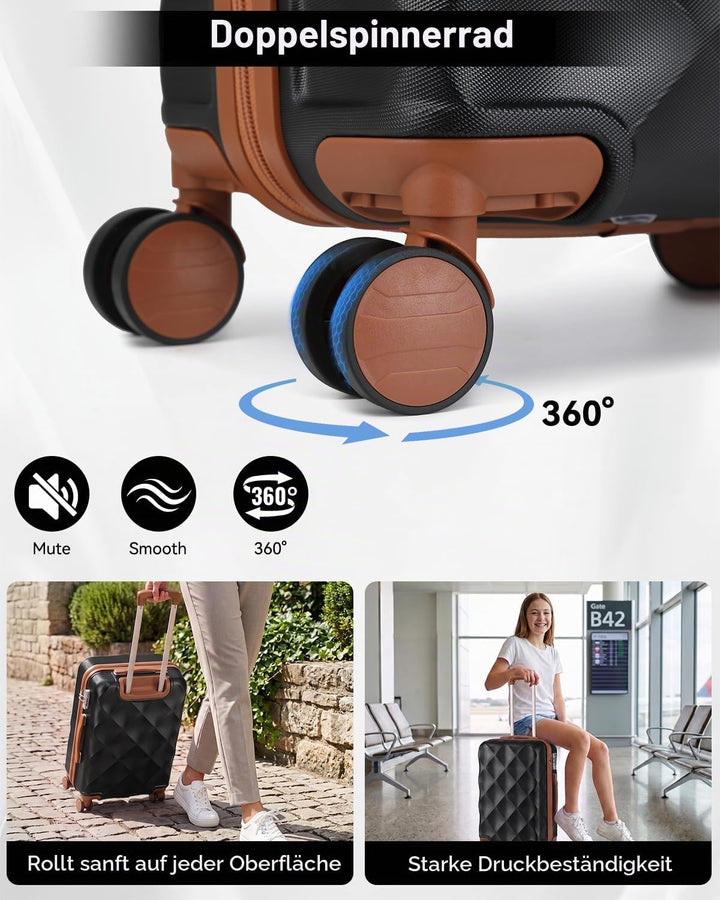 Sea choice Handgepäck Koffer Trolley ABS Leicht Reisekoffer Hardschale 4 Rollen und TSA Schloss Mit
