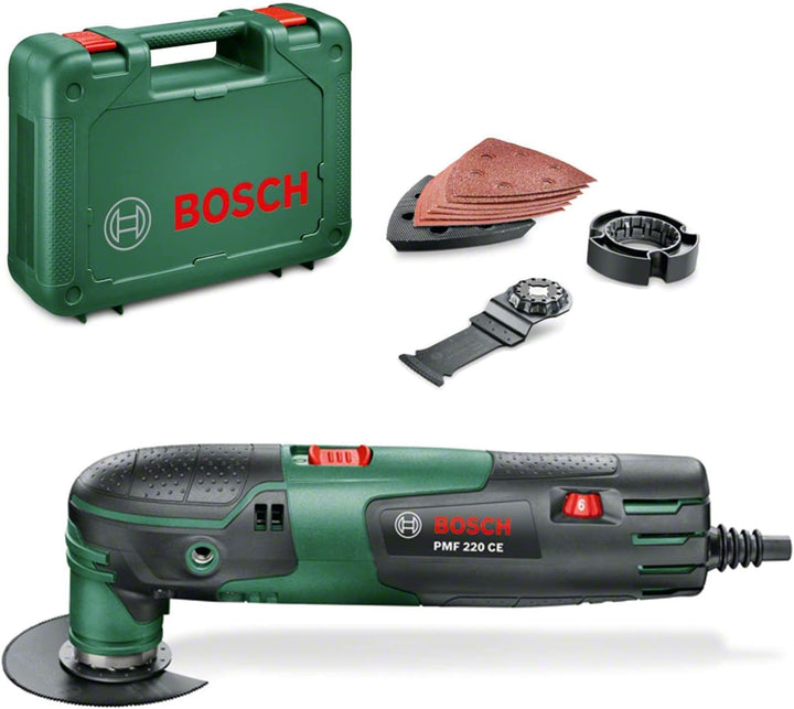 Bosch Multifunktionswerkzeug PMF 220 CE (220 Watt, für Starlock Zubehör, im Koffer) + 10tlg. Schleif