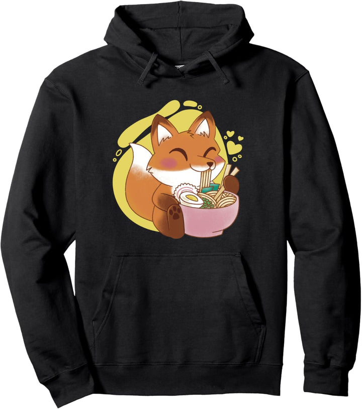 Kawaii Fuchs Essen Ramen Nudeln süsse japanische Grafik Pullover Hoodie