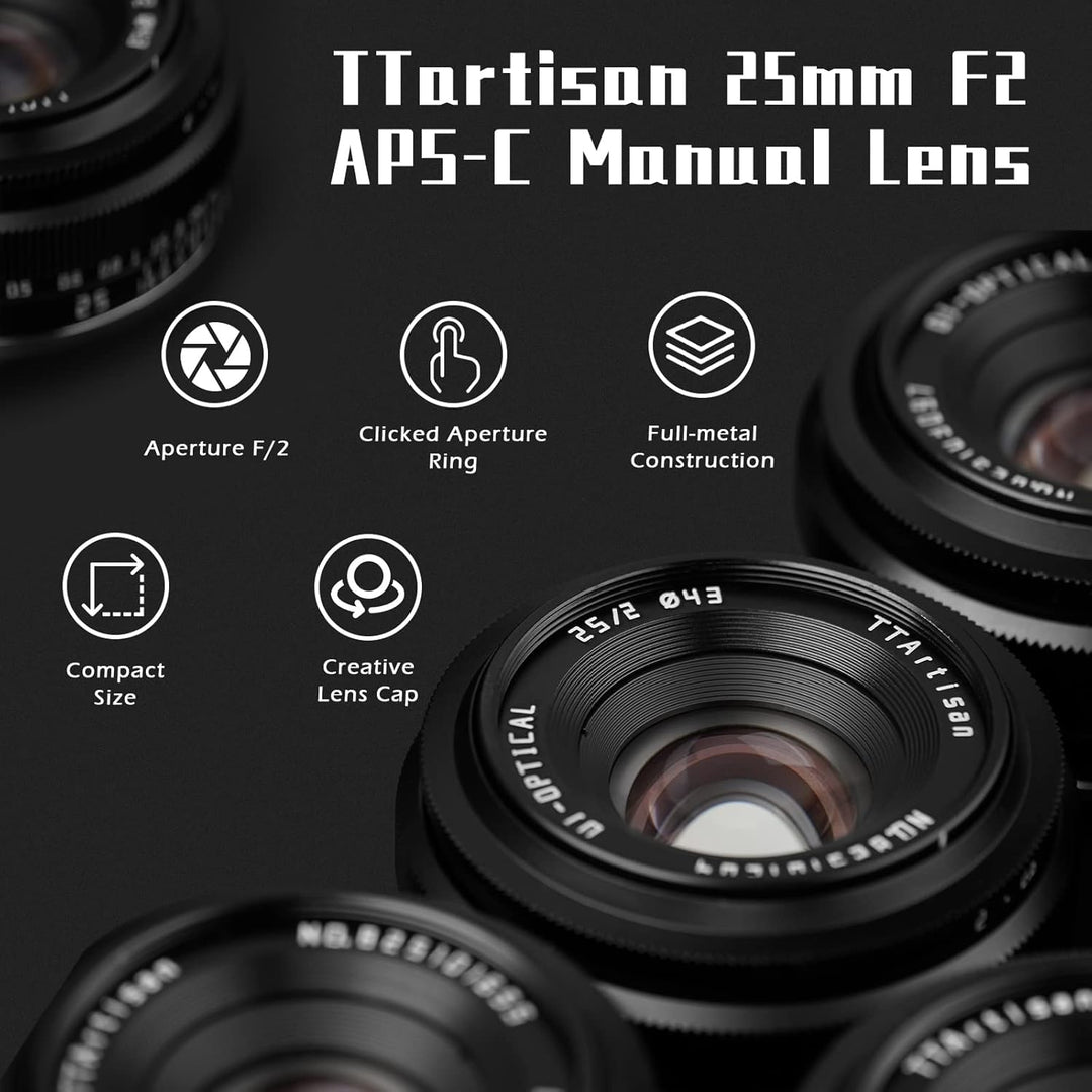 TTARTISAN 25mm F2 APS-C Objektiv, Kompatibel mit MFT M4/3 Mount Mirrorless Kamera epm1 emp2 E-PL1 E-