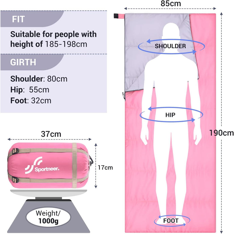 Schlafsack Sommer Schläfsack: Sportneer Warmes Sommer Schlafsacke Tragbar Leicht Wasserdicht Sleepin