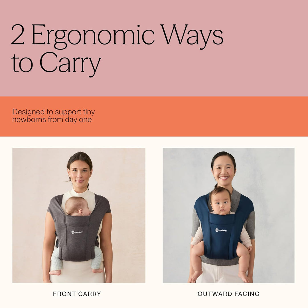 Ergobaby Embrace Babytrage für Neugeborene ab Geburt Extra Weich, Bauchtrage Baby-Tragetasche Ergono