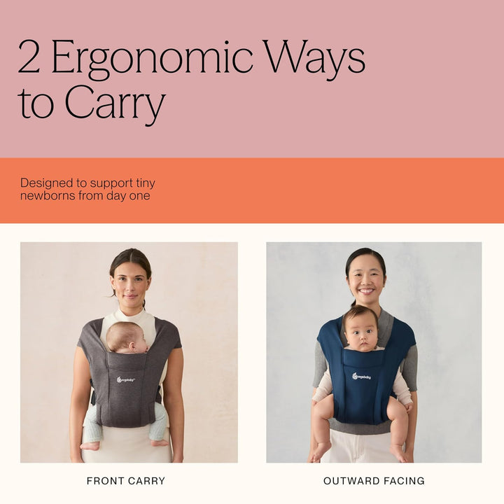 Ergobaby Embrace Babytrage für Neugeborene ab Geburt Extra Weich, Bauchtrage Baby-Tragetasche Ergono