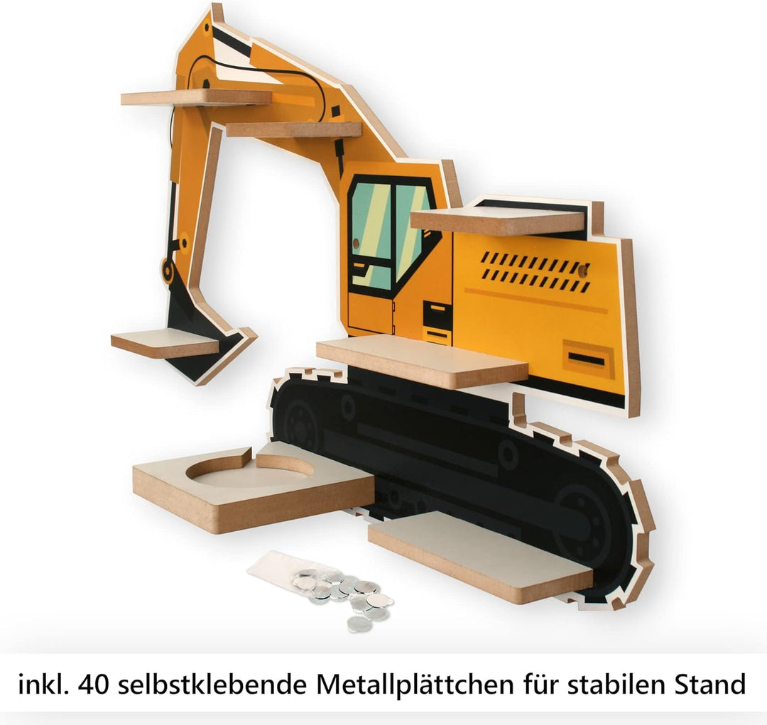 Regal „Bagger“ geeignet für Toniebox und Tonies inkl. 40 Metallplättchen für Flexible Befestigung de