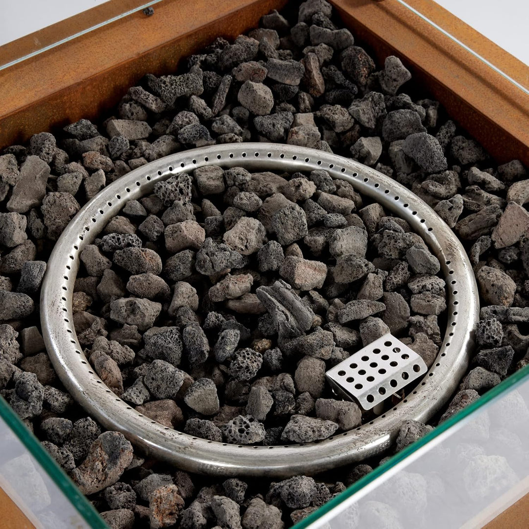 intergrill Gasfeuerstelle Fire Pit | 60 x 60 x 81,5 cm | Feuertisch Feuerschale für Garten Lavastein