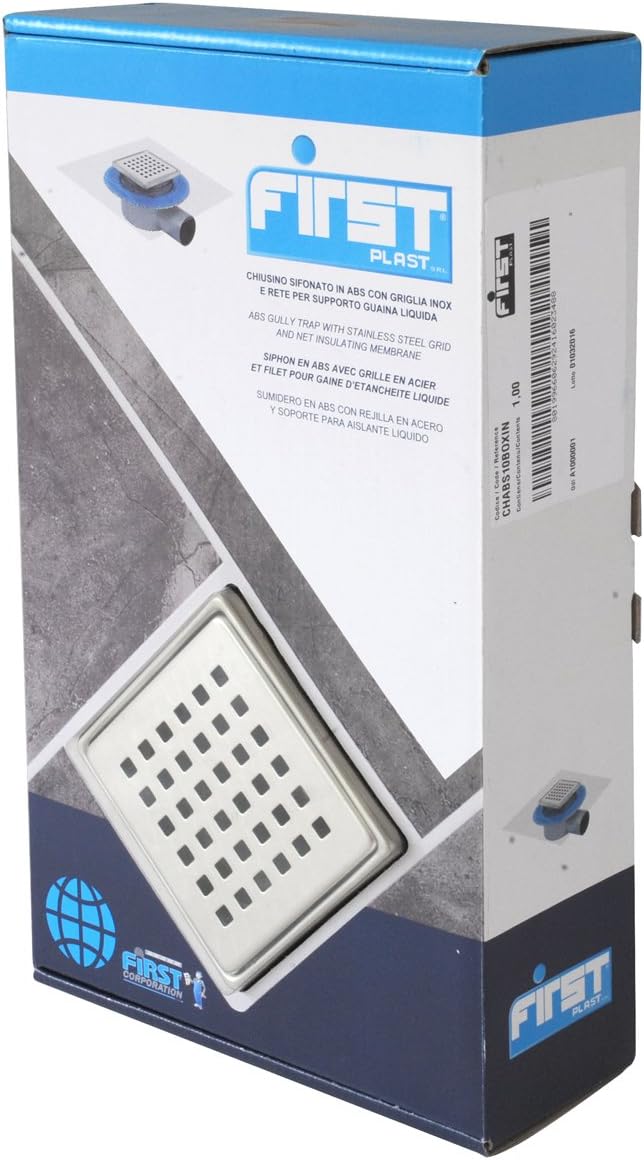 First Plast chabs10boxin Schachtdeckel sifonato aus ABS mit Grill Edelstahl 100x100 mm Grau, 100x100