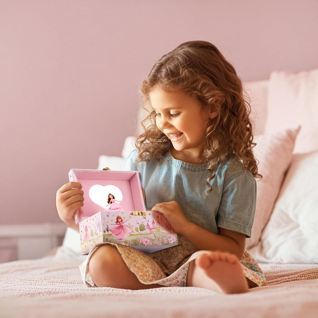 ProCase Kinder Musik Box Schmuckkästchen mit Spieluhr Princess, Schmuckschatulle mit Melodie für Mäd