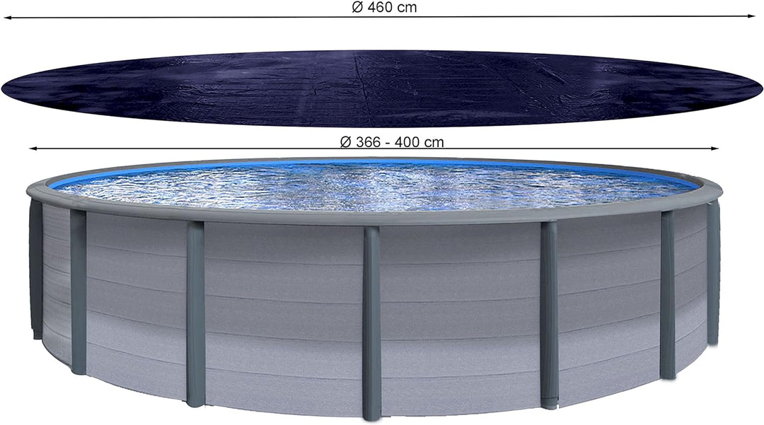 QUICK STAR Poolabdeckung Rund für 366-400 cm Pools | Planenmass Ø 460 cm | Schwarz | Sommer & Winter
