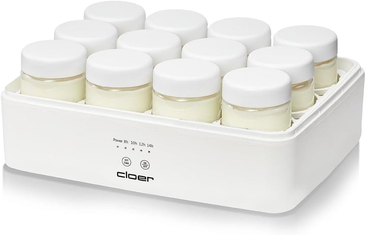 Cloer 9921 Joghurtbereiter für 12 Gläser, je 150 ml Fassungsvermögen, für Joghurt und Fermentkulture