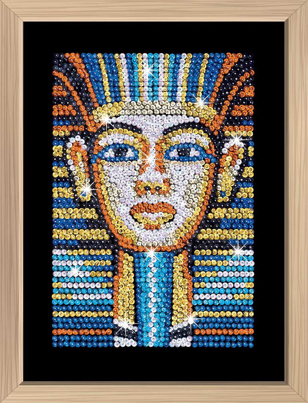 Kitfix - Sequin Art Tutanchamun mit Holzrahmen - 27 x 36cm - Sequin Art Blue Premium - Paillettenbil