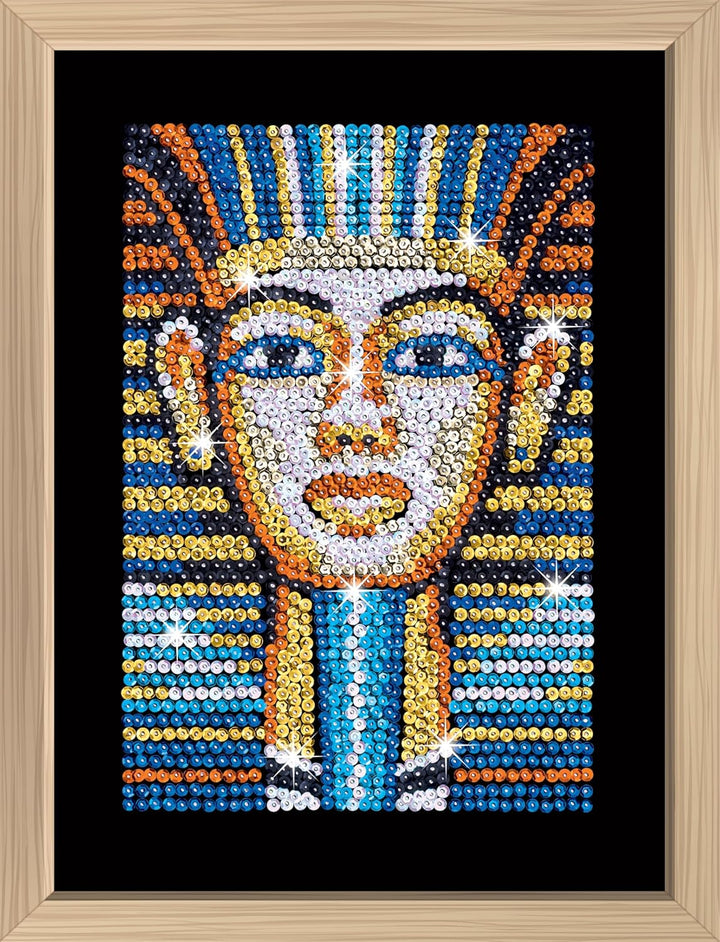 Kitfix - Sequin Art Tutanchamun mit Holzrahmen - 27 x 36cm - Sequin Art Blue Premium - Paillettenbil