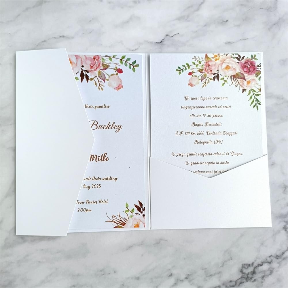 Weisse Briefumschläge für Hochzeitseinladungen aus schimmerndem Perlmuttpapier, 25 Stück (Perlweiss)