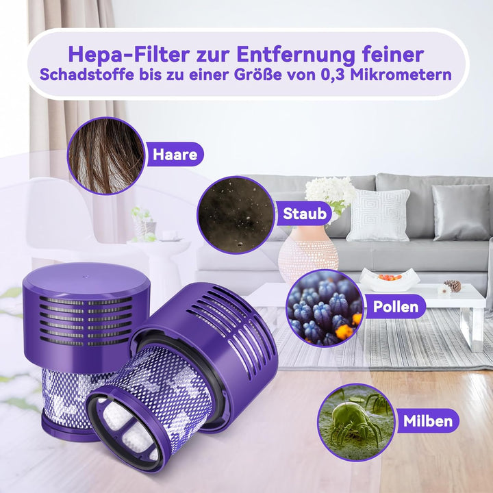 4 Stück V10 Filter für Dyson, Waschbarer Vakuumfilter-Ersatz für Dyson V10 SV12 Cyclone Animal Absol