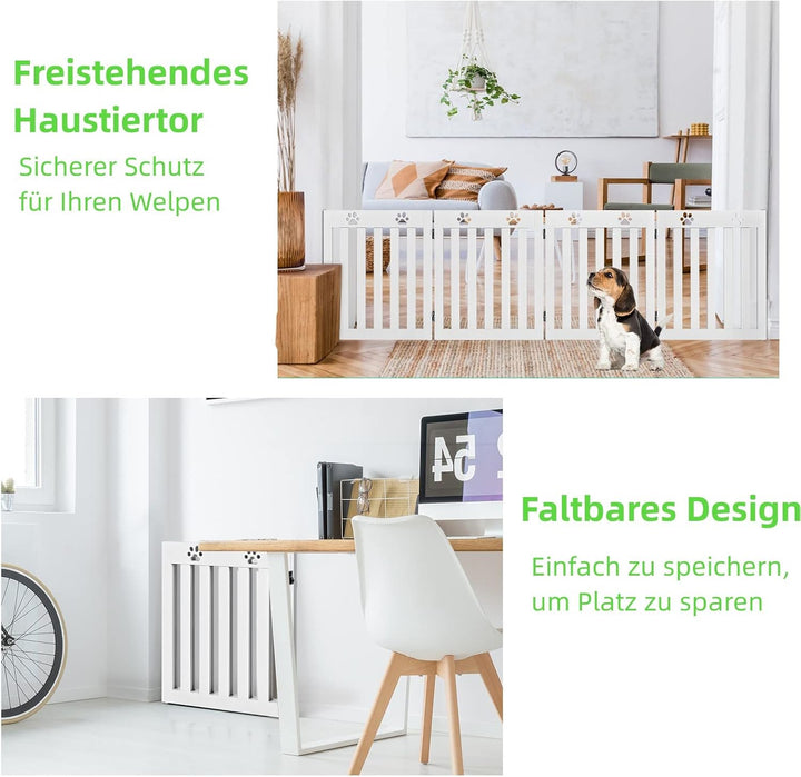 GYMAX 4-teilig Absperrgitter Hund, 60cm Hoch Schutzgitter mit 360° Scharnieren & Anti-Rutsch-Matten,