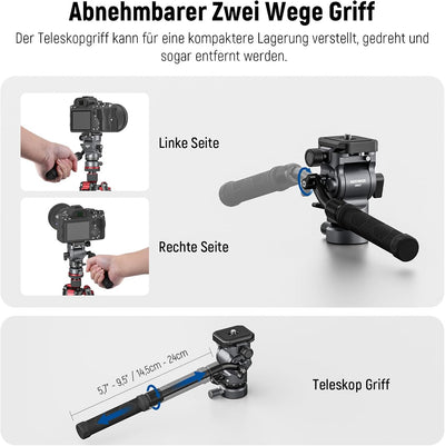 NEEWER Fluidkopf für Videostativ mit +/-10° Nivellierbasis (⌀37mm), Metall Stativkopf Videokopf mit