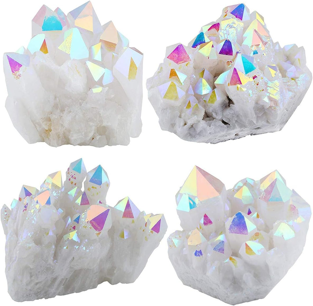 mookaitedecor Titanium Coated Natürlichen Bergkristall Rohstück Geode Dekorative Stein Naturstück Ed