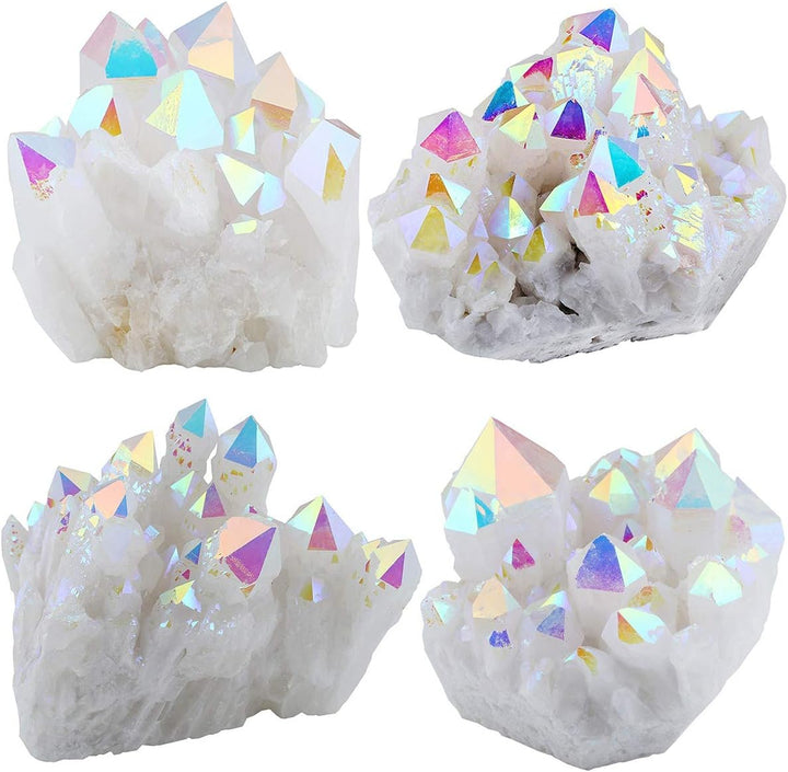 mookaitedecor Titanium Coated Natürlichen Bergkristall Rohstück Geode Dekorative Stein Naturstück Ed