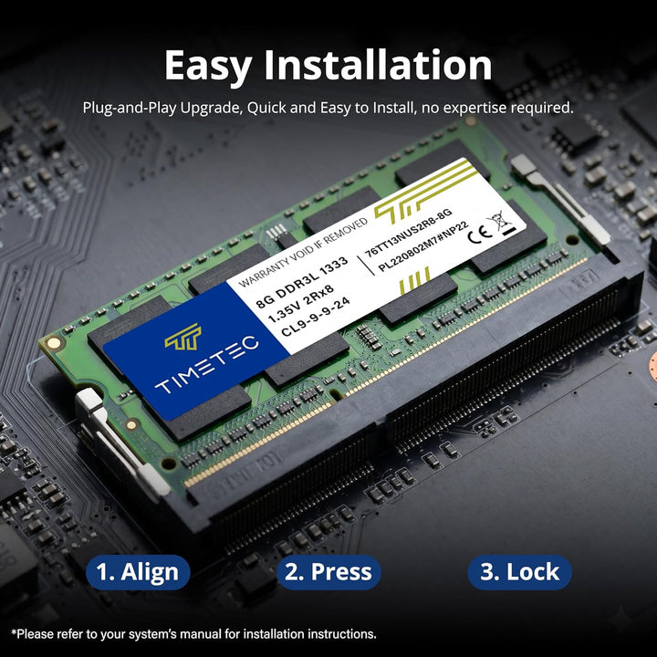 Timetec 32GB KIT(4x8GB) DDR3 / DDR3L 1333 MHz PC3-10600 Non-ECC Ungepuffert 1,5 V / 1,35 V CL9 2Rx8