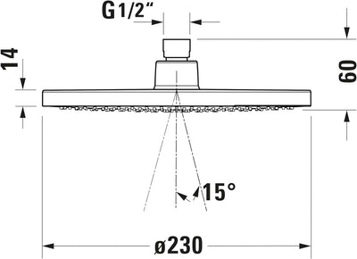 Duravit Universal Duschkopf aus Edelstahl, Duschbrause mit Strahlart Rain, Duscharmatur rund (Ø 230