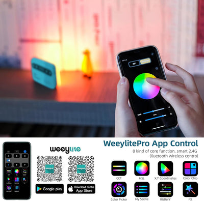 Weeylite S05 RGB LED Videoleuchte mit App-Steuerung,Mini Kameraleuchte mit 2000mAh Akku 360° Vollfar