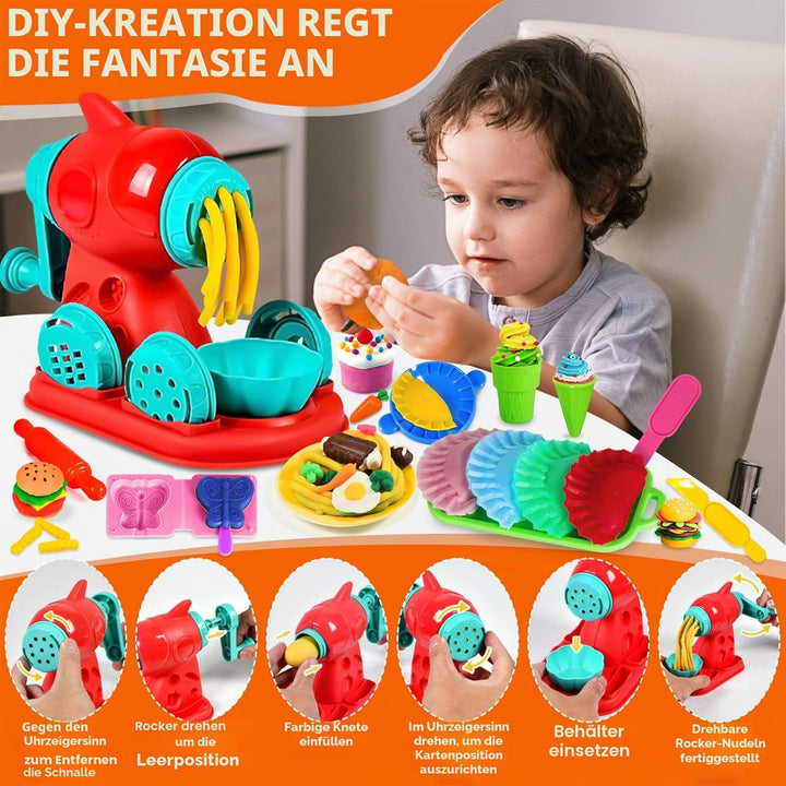 Knete Set Knetwerkzeug für Kinder,54 Stück Kitchen Creations Nudelmaschine Spielset Burger Eiscreme,