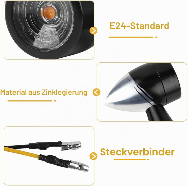 2 x Metall Motorrad LED Blinker 12V LED Universal Motorrad Blinker Universal für die meisten Motorrä