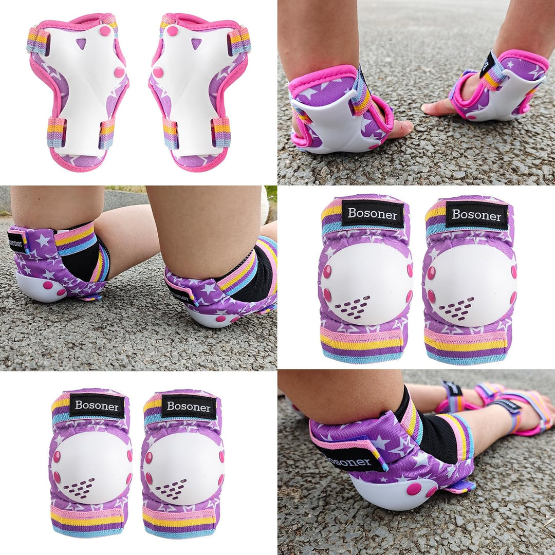 BOSONER Knieschoner Kinder Schoner Inliner Protektoren 6er Set Schützer Inliner Inline Skates Knie U