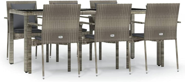 Festnight 7 teilig Garten Sitzgruppe Poly Rattan Gartenmöbel Set 6 Personen Essgruppe Gartentisch mi