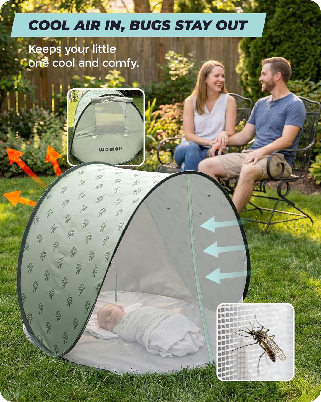 Strandmuschel Pop-Up Baby &amp; Kinder - Strandzelt Windschutz (Grün) | UV-Schutz UPF 50+, automatischer