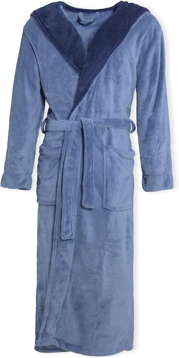 CelinaTex Texas Bademantel Kapuze S mittel blau dunkel blau Mikrofaser Damen Herren Morgenmantel Cor