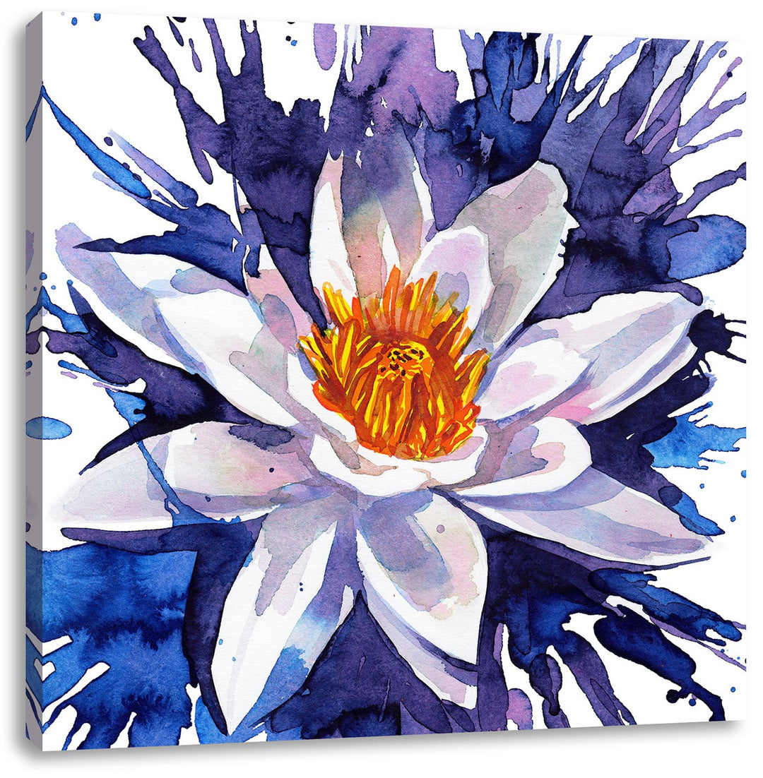 Pixxprint Gemälde Einer Seerose Kunst als Leinwandbild | Grösse: 70x70 cm | Wandbild| Kunstdruck | f