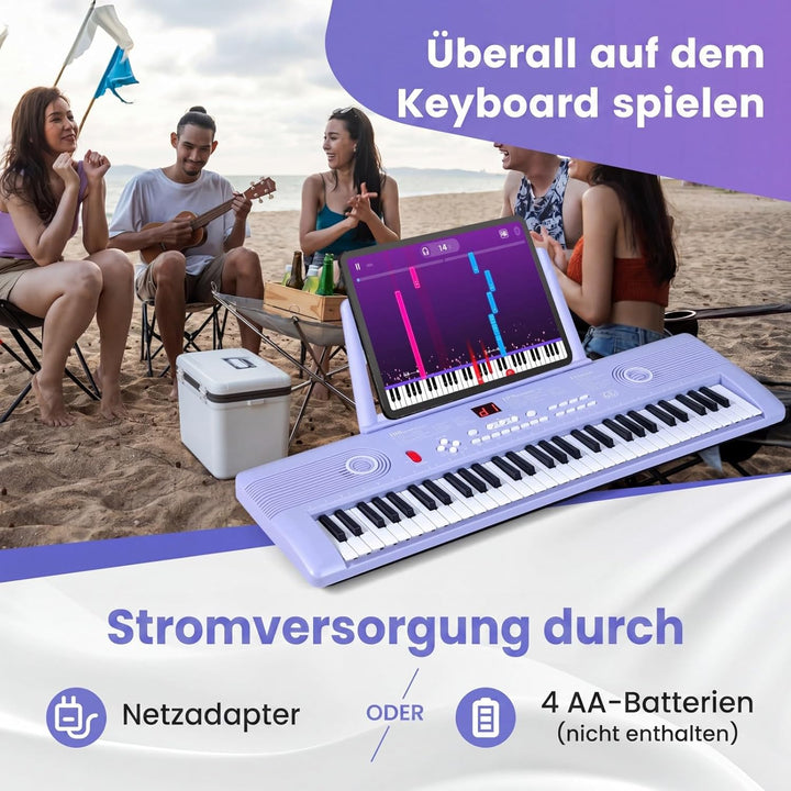 COSTWAY Keyboard Piano 61 Tasten, Digital Piano mit Ständer &amp; Mikrofon &amp; Tragetasche, E-Piano für Ei