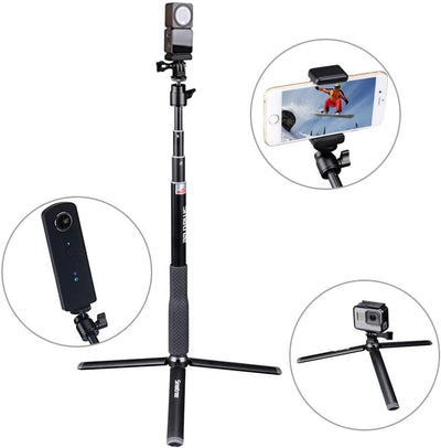 Smatree Aluminium Teleskop-Selfie-Stick Mit Stativständer, Kompatibel Mit GoPro Hero 12/11/10/9/8/7/