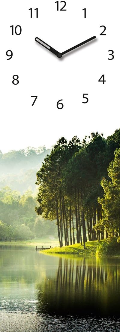 Wanduhr aus Glas, Pang Poung, Wald am See, grün, 20x60 cm von Eurographics Pang Oung, 20 X 60 Cm, Pa