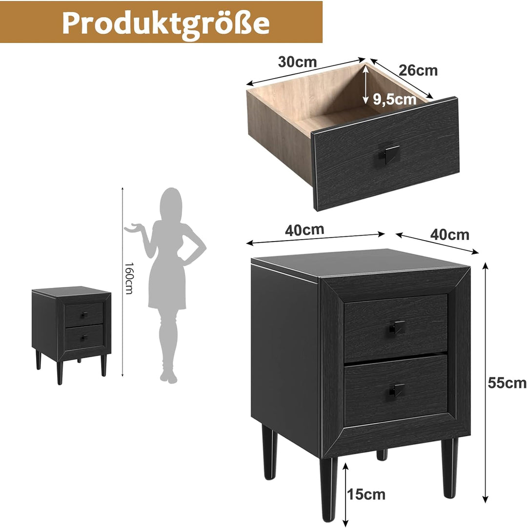 GOPLUS Beistelltisch, Nachttisch mit 2 Schubladen, Holz-Beistelltisch, Couchtisch mit Gummifüssen, k