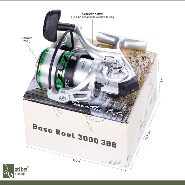 Zite Fishing Angelrolle mit Schnur Bespult - Forellen-Rolle Spinnrolle Stationärrolle mit 2 Aluminiu